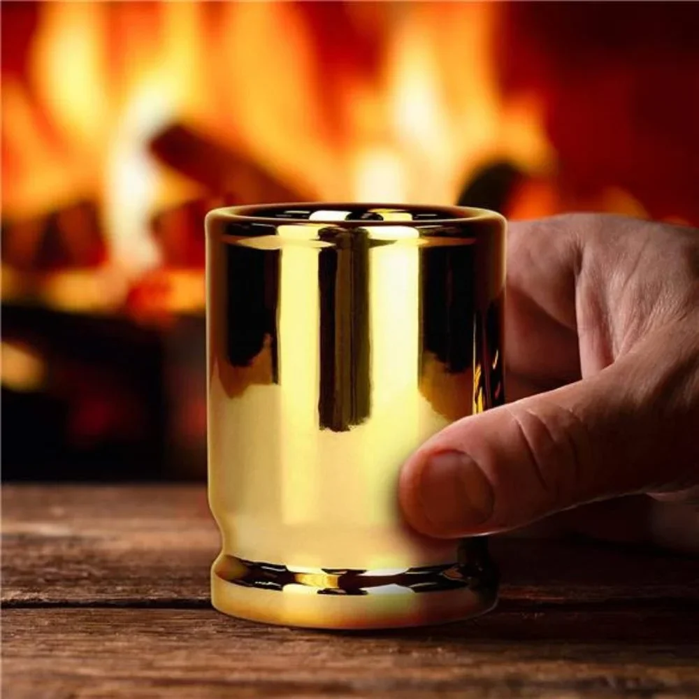 Set of 2 Shot Glasses Like Real 50 Caliber Bullet Casings Hold 2 Ounces